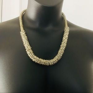 Beaded Necklace Clear Beads Silver Chain